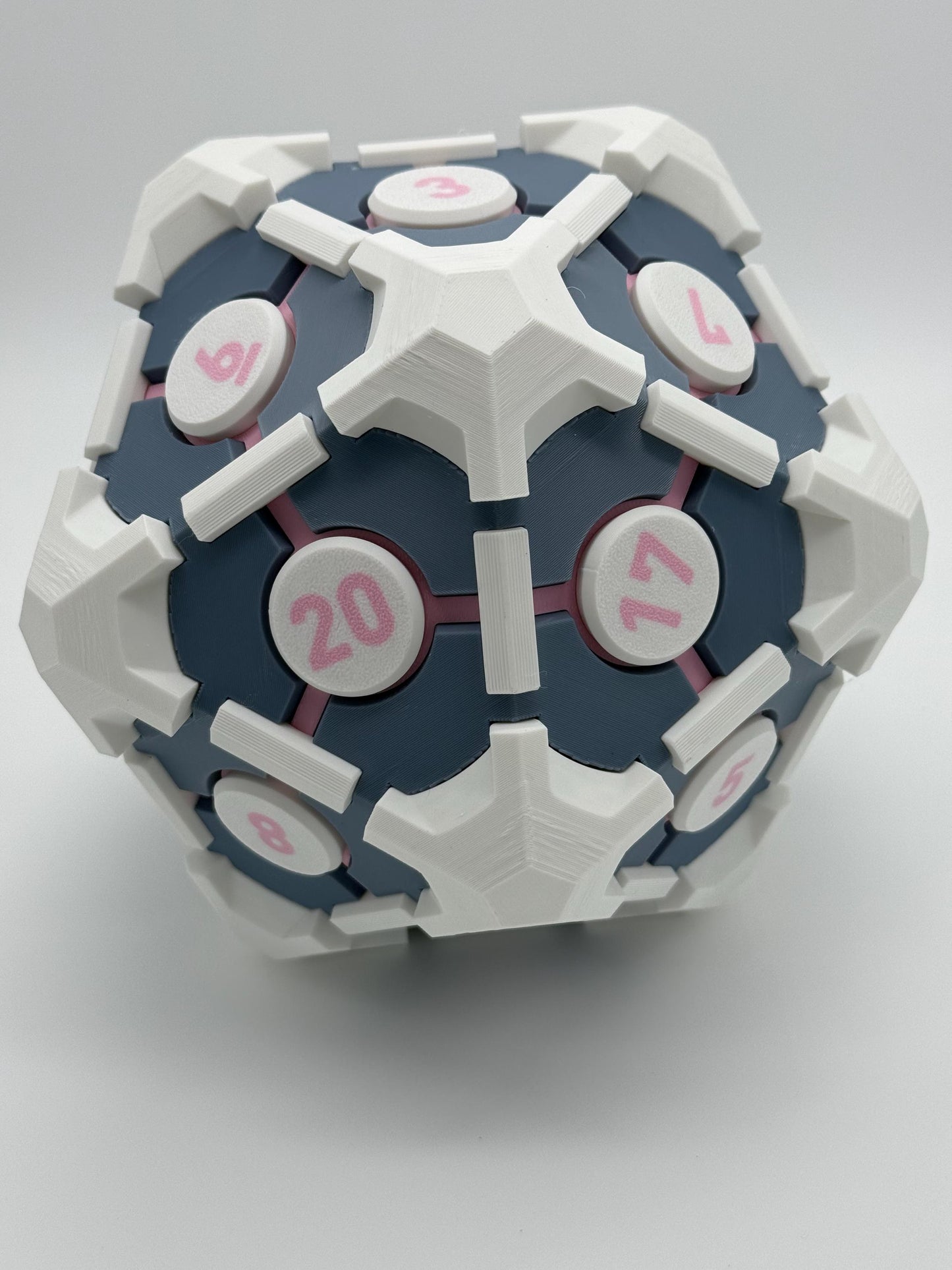 Portal Companion Cube 3D printed decorative D20