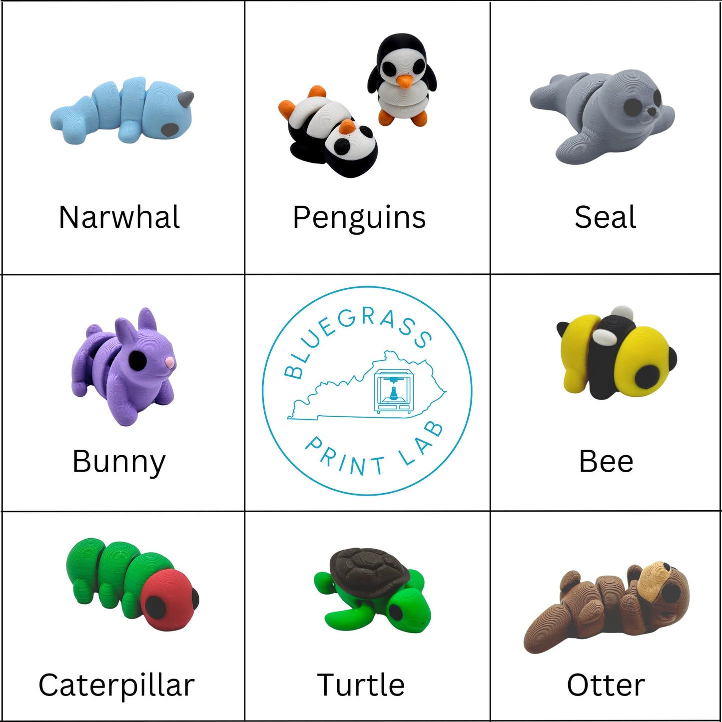 3D Printed Articulated Mini Animal Fidgets - Adorable and Fun Designs - Sensory Toy - ADHD Fidget - Party Favor or Gift - Cute Pocket Pet