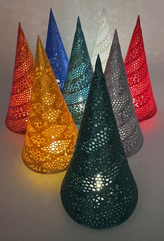 Shiny Christmas Tree Figurine with Tea Light - 3D Printed