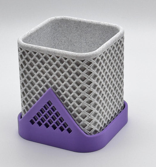 Modern Planter with Saucer | Indoor Plant Pot | Minimalist Decor | Perfect for Succulents, Small Plants, Cacti | 3D Printed | Lattice Model