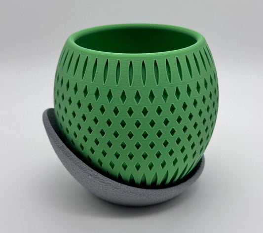 Modern Planter with Saucer | Indoor Plant Pot | Minimalist Decor | Perfect for Succulents, Small Plants, Cacti | 3D Printed | Orbit Model